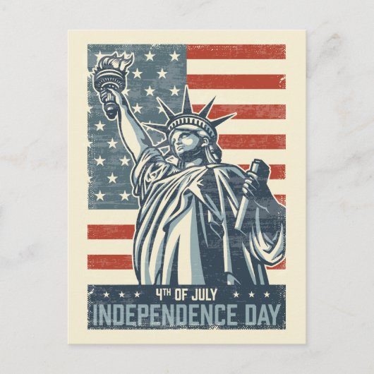  Amerikaanse vlag en Vrijheidsbeeld Briefkaart (Voorkant)