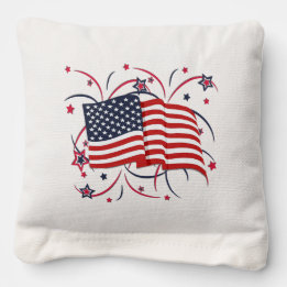 Amerikaanse vlag en vuurwerk