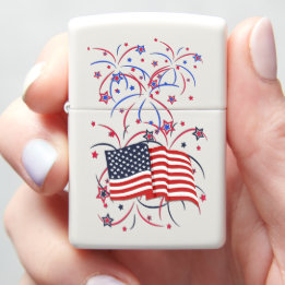 Amerikaanse vlag en vuurwerk