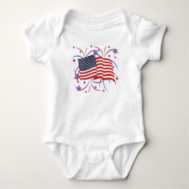 Amerikaanse vlag en vuurwerk Baby Body Romper
