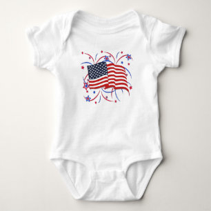 Amerikaanse vlag en vuurwerk Baby Body Romper