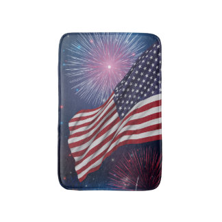 Amerikaanse vlag en vuurwerk badmat