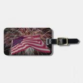 Amerikaanse vlag en vuurwerk bagagelabel (Voorkant horizontaal)