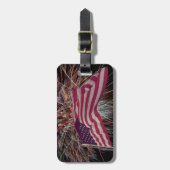 Amerikaanse vlag en vuurwerk bagagelabel (Voorkant verticaal)
