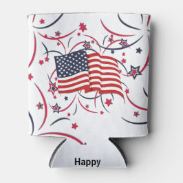 Amerikaanse vlag en vuurwerk blikjeskoeler