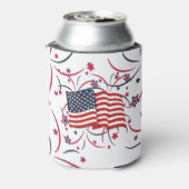 Amerikaanse vlag en vuurwerk blikjeskoeler (Blikje Achterkant)