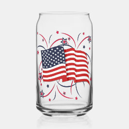 Amerikaanse vlag en vuurwerk blikvorm glas