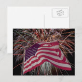 Amerikaanse vlag en vuurwerk briefkaart (Voorkant / Achterkant)