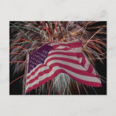 Amerikaanse vlag en vuurwerk briefkaart (Voorkant)