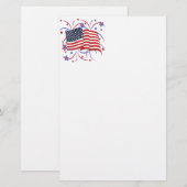 Amerikaanse vlag en vuurwerk briefpapier (Voorkant / Achterkant)