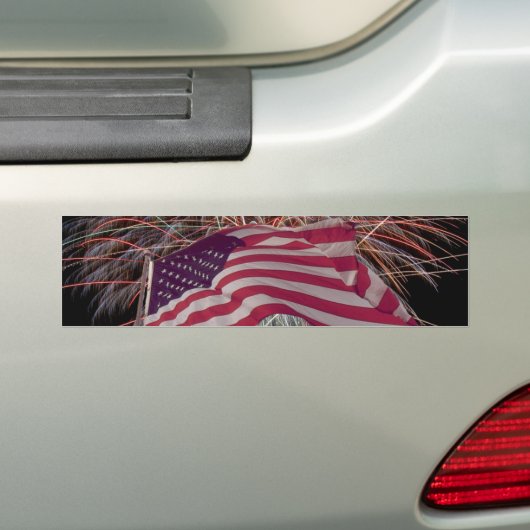 Amerikaanse vlag en vuurwerk bumpersticker (Op auto)