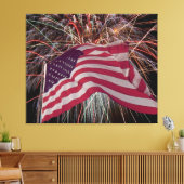 Amerikaanse vlag en vuurwerk canvas afdruk (Insitu (Woonkamer))