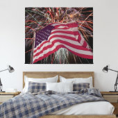 Amerikaanse vlag en vuurwerk canvas afdruk (Insitu (Slaapkamer))