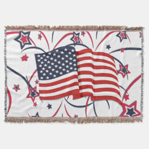 Amerikaanse vlag en vuurwerk deken
