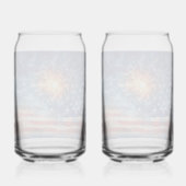 Amerikaanse vlag en vuurwerk. Drinkset Blikvorm Glas (Achterkant)