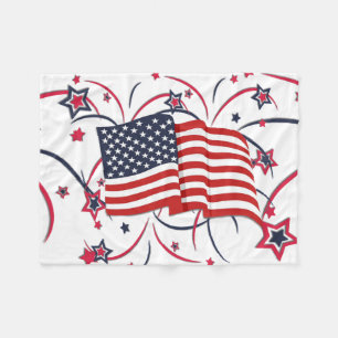 Amerikaanse vlag en vuurwerk fleece deken