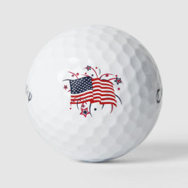 Amerikaanse vlag en vuurwerk golfballen