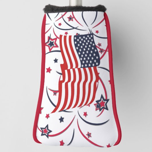 Amerikaanse vlag en vuurwerk golfheadcover (Draai 90)