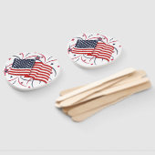 Amerikaanse vlag en vuurwerk handwaaier (Niet-gemonteerd)