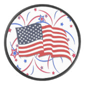 Amerikaanse vlag en vuurwerk hockey puck (Voorkant)