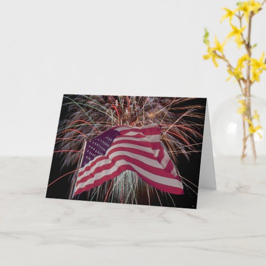 Amerikaanse vlag en vuurwerk kaart (Gele Bloem)