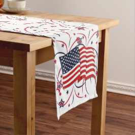 Amerikaanse vlag en vuurwerk lange tafelloper
