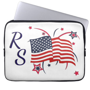 Amerikaanse vlag en vuurwerk laptop sleeve