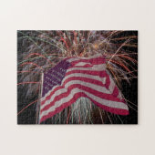 Amerikaanse vlag en vuurwerk legpuzzel (Horizontaal)
