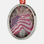 Amerikaanse vlag en vuurwerk metalen ornament (Links)