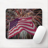 Amerikaanse vlag en vuurwerk muismat (Met muis)