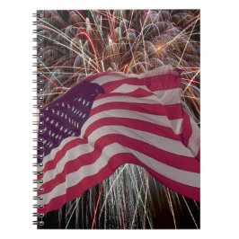 Amerikaanse vlag en vuurwerk notitieboek