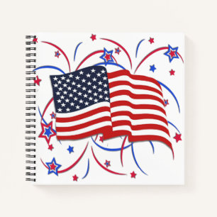 Amerikaanse vlag en vuurwerk notitieboek