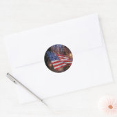 Amerikaanse vlag en vuurwerk ontwerp ronde sticker (Envelop)