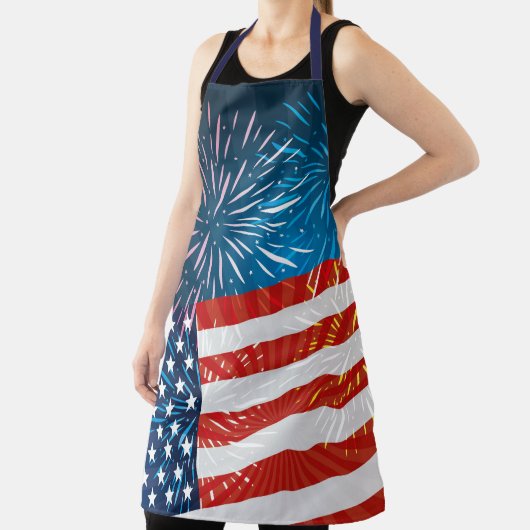 Amerikaanse vlag en vuurwerk op 4 juli Schort (Insitu)