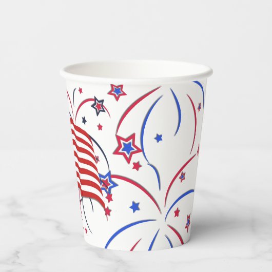 Amerikaanse vlag en vuurwerk papieren bekers (Achterkant)