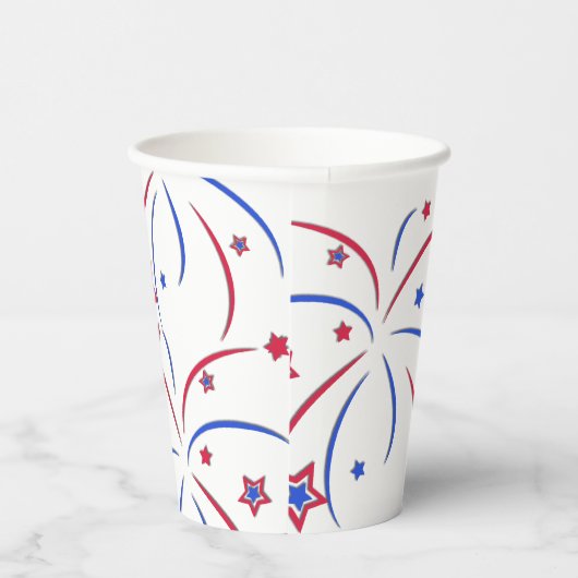 Amerikaanse vlag en vuurwerk papieren bekers (Rechts)
