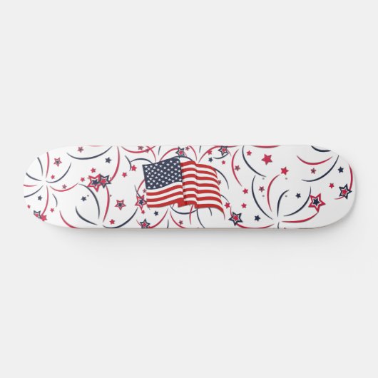 Amerikaanse vlag en vuurwerk persoonlijk skateboard (Horizontaal)