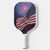 Amerikaanse vlag en vuurwerk pickleball paddle (Achterkant)