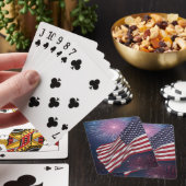 Amerikaanse vlag en vuurwerk pokerkaarten (Insitu)