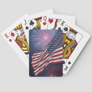 Amerikaanse vlag en vuurwerk pokerkaarten