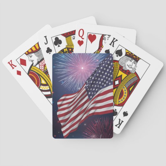 Amerikaanse vlag en vuurwerk pokerkaarten (Achterkant)