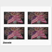 Amerikaanse vlag en vuurwerk rechthoekige sticker (Vel)