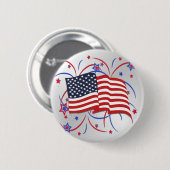 Amerikaanse vlag en vuurwerk ronde button 5,7 cm (Voorkant /achterkant)