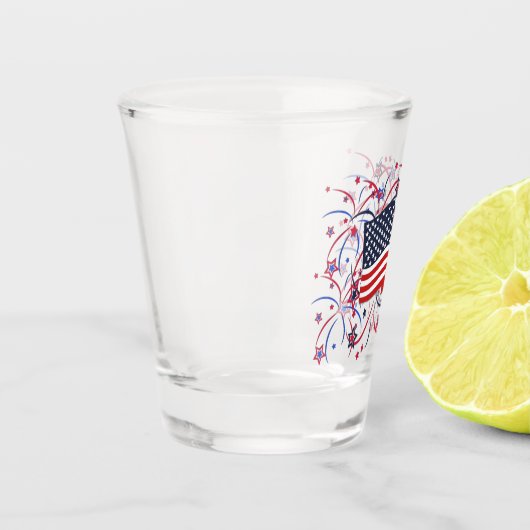 Amerikaanse vlag en vuurwerk shot glas (Links)