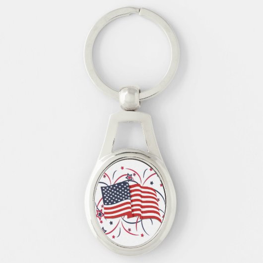 Amerikaanse vlag en vuurwerk sleutelhanger (Voorkant)