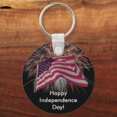 Amerikaanse vlag en vuurwerk sleutelhanger (Voorkant)