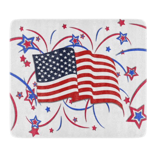 Amerikaanse vlag en vuurwerk snijplank (Voorkant)