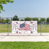 Amerikaanse vlag en vuurwerk spandoek (Insitu)