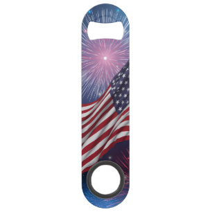 Amerikaanse vlag en vuurwerk speed flessenopener