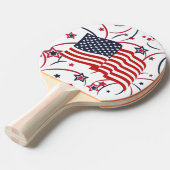Amerikaanse vlag en vuurwerk tafeltennisbatje (Voorkant Gekanteld)